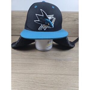 Mitchell & Ness San Jose Sharks Ear Flap Toboggan Hat 7-1/8" winter NHL Fleece